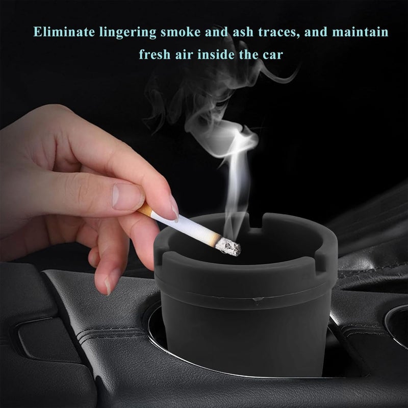 NYTKL Car Ashtray, Plastic Portable Smokeless Self-Extinguishing Vehicle Cigarette Trash Can Ash Tray, Universal Windproof Butt Bucket Ash Holder Organizer for Car Cup Holder (2 PCS Black) - Image 4